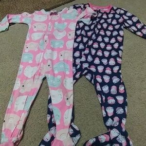 2 girl footie sleepers